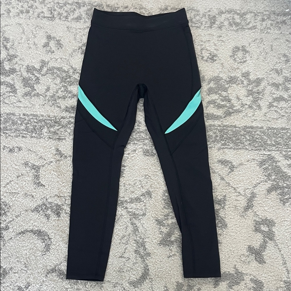 Reebok Black Leggings with Teal Details
